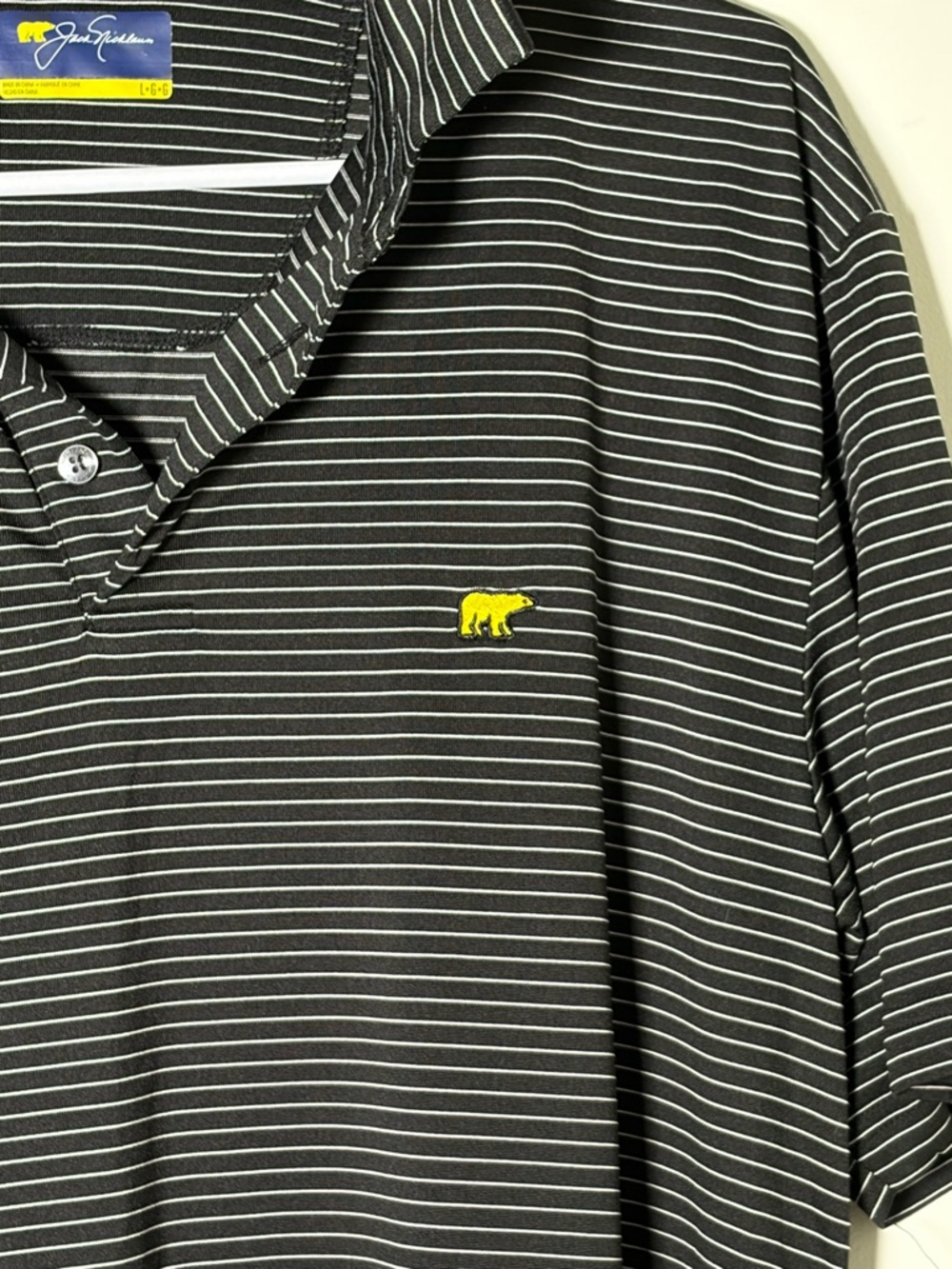 Jack Nicklaus Men’s Large Golden Bear Striped Polo 3 Pack - Navy, Gray, Black - Picture 10 of 10